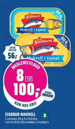 Coop Obs Stabburet Makrell i Tomat tilbud