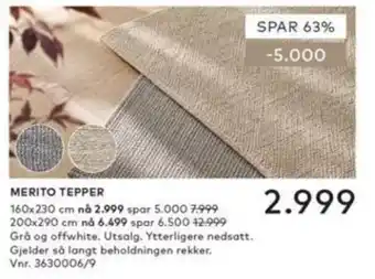 Skeidar Merito Tepper tilbud