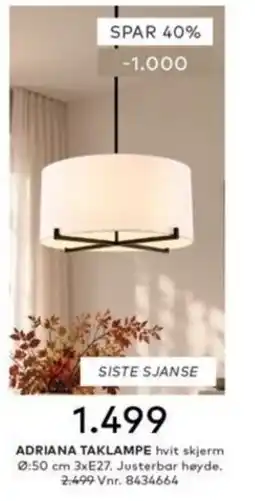 Skeidar Adriana taklampe tilbud