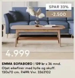 Skeidar Emma sofabord tilbud