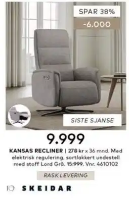Skeidar Kansas Recliner tilbud