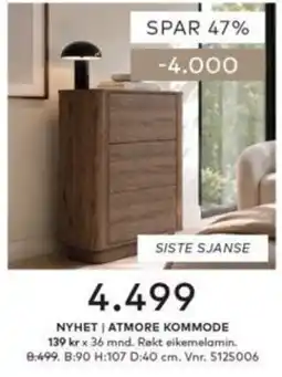 Skeidar Atmore kommode tilbud