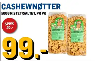 Price Lagerbutikk Go Nuts Cashewnøtter tilbud