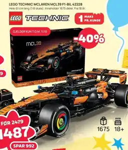 Extra Leker Lego Technic McLaren Mcl39 F1-bil 42228 tilbud