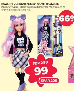 Extra Leker Kawaii Hi Cora dukke med 10 overraskelser tilbud