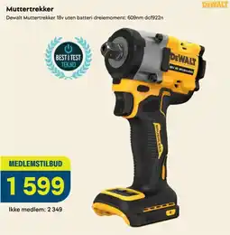 Maxbo DeWalt Muttertrekker 18v uten batteri dreiemoment: 609nm dcf922n tilbud