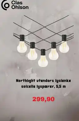 Clas Ohlson Clas Ohlson Northlight utendørs lyslenke solcelle lyspærer tilbud