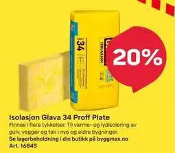 Byggmax Isolasjon Glava 34 Proff Plate tilbud