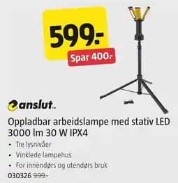 Jula anslut Oppladbar arbeidslampe med stativ LED tilbud