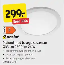 Jula anslut Plafond med bevegelsessensor tilbud