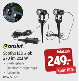 Jula anslut Spotlys LED 2-pk tilbud
