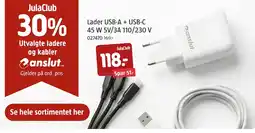 Jula anslut lader usb-a + usb-c tilbud