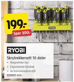 Jula Ryobi skrutrekkersett 10 deler tilbud