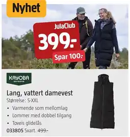 Jula Kayoba Outdoor Lang, vattert damevest tilbud