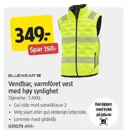 Jula Vendbar, varmfôret vest med høy synlighet tilbud