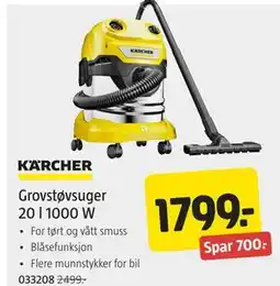 Jula Grovstøvsuger 20 l 1000 W tilbud