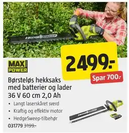 Jula Børsteløs hekksaks med batterier og lader 36 V 60 cm 2,0 Ah tilbud