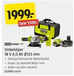 Jula Vinkelsliper 18 V 4,0 Ah Ø125 mm tilbud