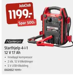Jula Starthjelp 4-i-1 12 V 17 Ah, Medlemspris tilbud