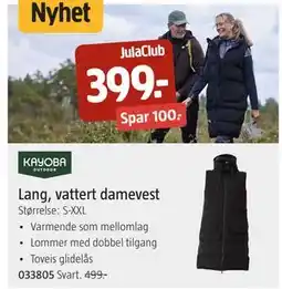 Jula Lang, vattert damevest tilbud
