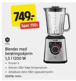 Jula Blender med berøringsskjerm 1,5 l 1200 W tilbud