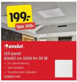 Jula LED-panel 60x60 cm 3300 lm 30 W tilbud