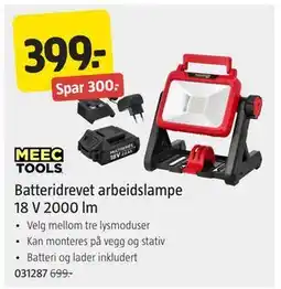 Jula Batteridrevet arbeidslampe 18 V 2000 lm tilbud