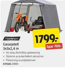 Jula Garasjetelt 3x3x2,4 m tilbud