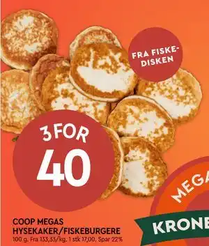 Coop Mega COOP MEGAS HYSEKAKER/FISKEBURGERE tilbud