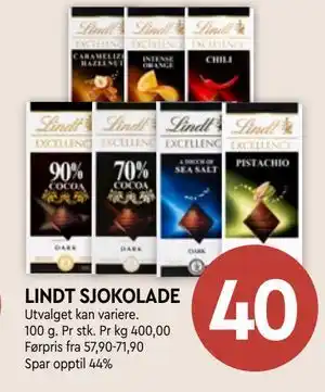 Coop Mega LINDT SJOKOLADE tilbud