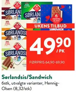 Jacobs Sørlandsis/Sandwich tilbud