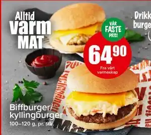 Spar Biffburger/kyllingburger tilbud