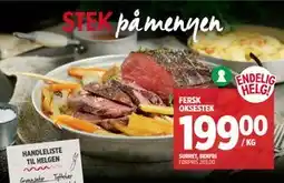 Meny FERSK OKSESTEK tilbud