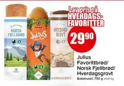 Spar Julius Favorittbrød/ Norsk Fjellbrød/ Hverdagsgrovt tilbud