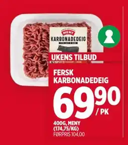 Meny FERSK KARBONADEDEIG tilbud
