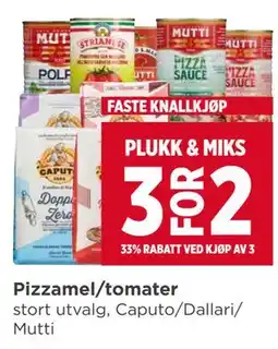Meny Pizzamel/tomater tilbud