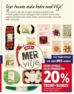 Meny STORT UTVALG VILJE-PRODUKTER tilbud