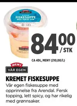 Meny Kremet fiskesuppe tilbud