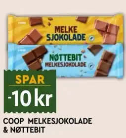 Coop Mega Coop melkesjokolade & nøttebit tilbud