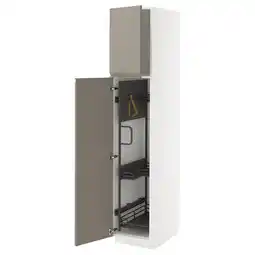 IKEA Metod Høyskap med rengjøringsinnredning, hvit/upplöv matt mørk beige, 40x60x200 cm tilbud