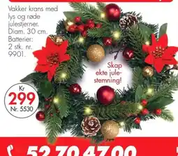 Nyttig Vakker krans med lys og røde julestjerner tilbud
