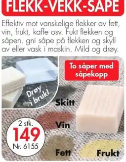 Nyttig Flekk-vekk-sape tilbud