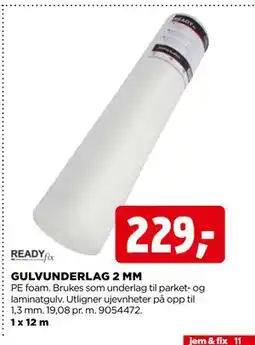 jem & fix GULVUNDERLAG 2 MM tilbud