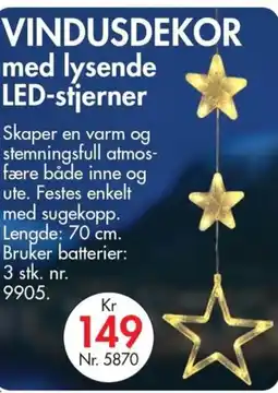 Nyttig VINDUSDEKOR med lysende LED-stjerner tilbud