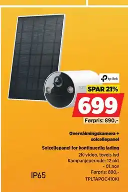 POWER Overvåkningskamera + solcellepanel tilbud