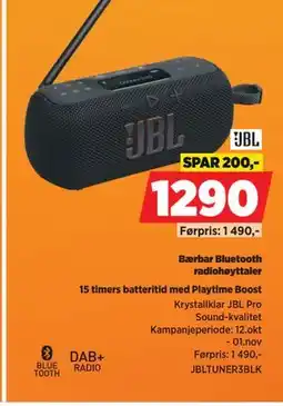 POWER JBL Bærbar Bluetooth radiohøyttaler tilbud