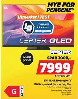POWER CEPTER 65 4K QLED Google TV tilbud