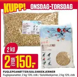 Europris FUGLEPEANØTTER/SOLSIKKEKJERNER tilbud