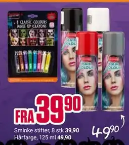Europris Sminke stifter, 8 stk / Hårfarge, 125 ml tilbud