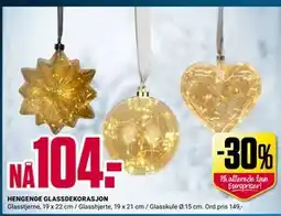Europris HENGENDE GLASSDEKORASJON tilbud